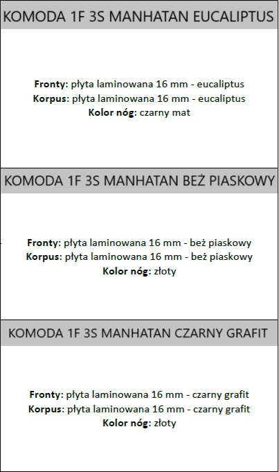 Komoda 1F 3S MANHATAN Komoda 1F 3S MANHATAN