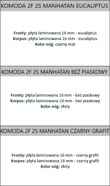 Komoda 2F 2S MANHATAN Komoda 2F 2S MANHATAN