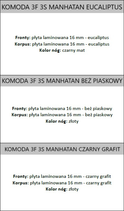 Komoda 3F 3S MANHATAN Komoda 3F 3S MANHATAN